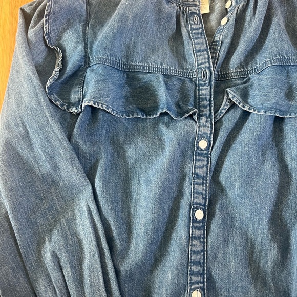 H&M Ruffled Denim Shirt Xs - Picture 4 of 4